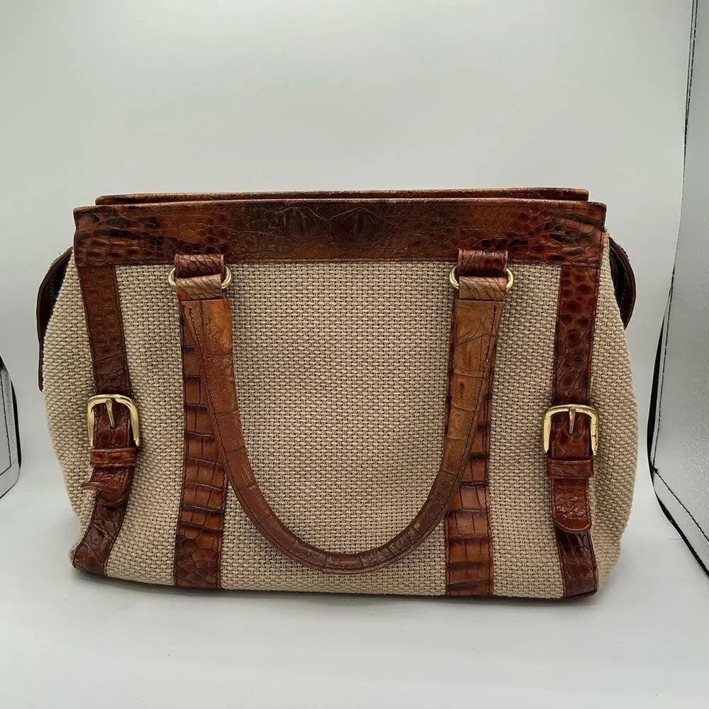 Brahmin Tan and Brown Satchel